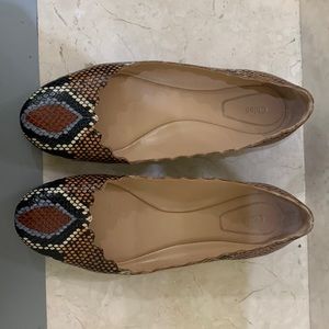 Chloe Lauren Scallop Ballet Flats, snakeskin print. Euro size 36.